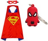 Superman verkleedpak|Rode Cape + Masker|Spiderman Hanger|Verkleedkleding Jongens Meisjes - One Size