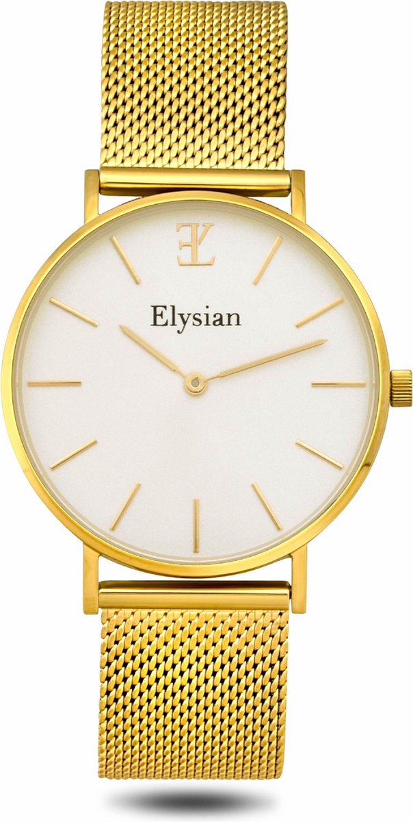 Elysian - Horloge Dames - Goud Mesh - Waterdicht - 36mm - Cadeau Voor Vrouw