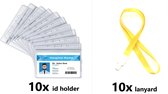 ID badgehouders met Lanyards / 10x badgehouders transparant en 10x Lanyards Yellow (2x45cm) / Hoesjes voor pasjes en kaarten / ID hoesjes / ID Badgehouder met Lanyard