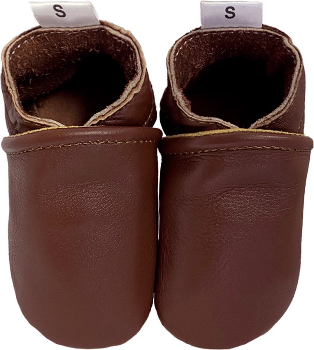 BabySteps Leren Babyslofjes - Kastanjebruin - Antislip Suède Zool - Zachte Baby Slofjes - Eerste Stapjes - jongens & Meisjes - Maat 16/17