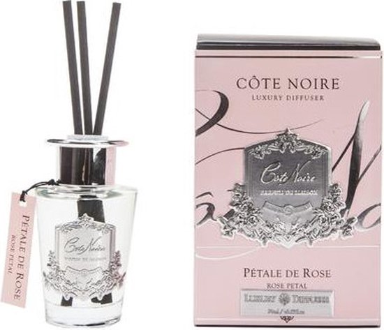 Geurstokjes Rose Petal 90ml zilver - Cote Noire