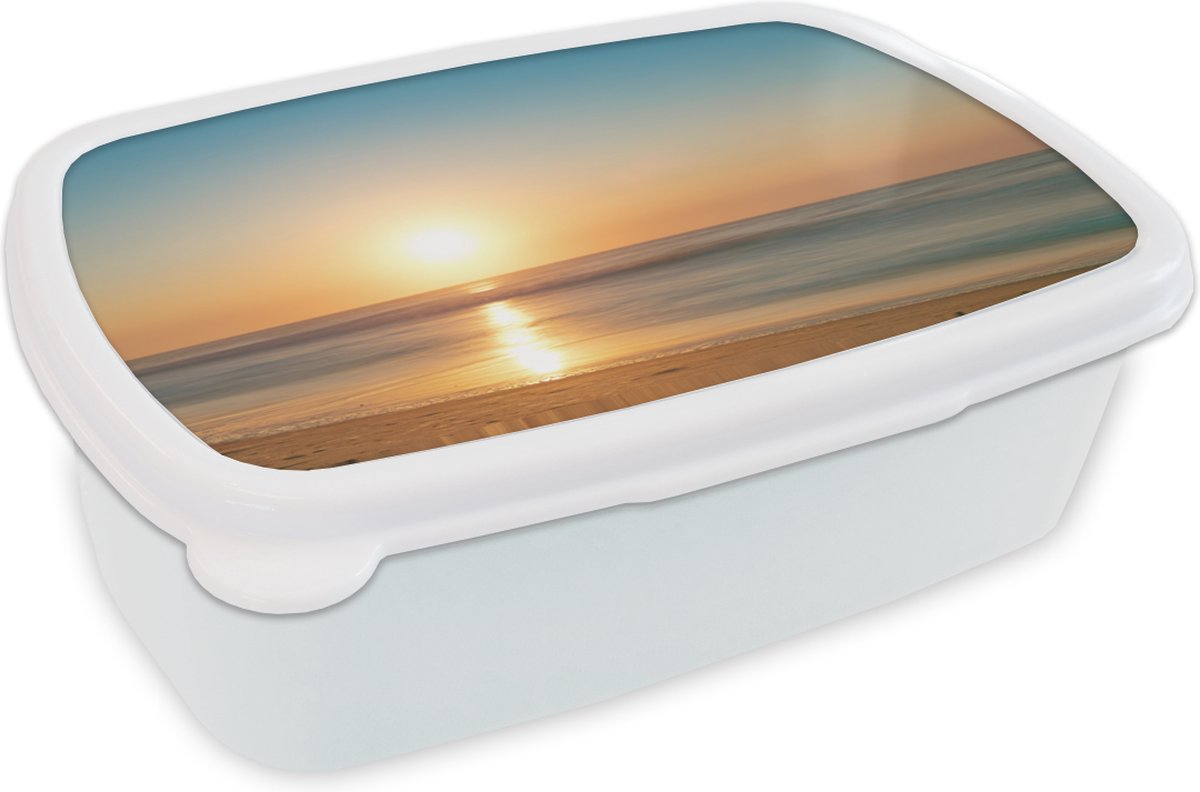 Broodtrommel Wit - Lunchbox - Brooddoos - Zee - Kleuren - Zon - 18x12x6 cm - Volwassenen