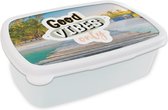 Broodtrommel Wit - Lunchbox - Brooddoos - Zomer - Spreuken - Strand - 18x12x6 cm - Volwassenen