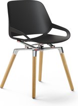 Aeris Numo houten poten - natural oak, kinematics: high gloss polished, seat shell: black