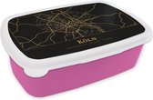 Breadbox Pink - Lunchbox - Breadbox - Carte - Cologne - Or - Zwart - Luxe - 18x12x6 cm - Enfants - Fille