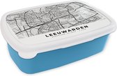 Broodtrommel Blauw - Lunchbox - Brooddoos - Stadskaart - Nederland - Leeuwarden - 18x12x6 cm - Kinderen - Jongen