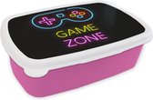 Broodtrommel Roze - Lunchbox Controller - Game - Neon - Zwart - Quotes - Game zone - Brooddoos 18x12x6 cm - Brood lunch box - Broodtrommels voor kinderen en volwassenen