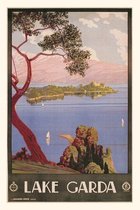 Pocket Sized - Found Image Press Journals- Vintage Journal Lake Gada, Italy Travel Poster