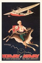 Pocket Sized - Found Image Press Journals- Vintage Journal Norway, Man on Caribou Travel Poster