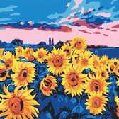 Plaid - Let's paint - schilderen op nr - 35cm x 35cm - Sunflower Meadow