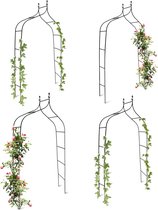 Relaxdays 4x rozenboog metaal dubbele spits - weervast - plantensteun - tuinboog - groen