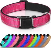 Halsband hond - reflecterend - roze - maat M - oersterk - waterdicht - hondenhalsband - geschikt voor iedere hondenriem - voor middelgrote honden