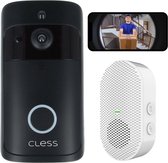 Cless - deurbel met camera - inclusief chime - draadloze Deurbel - video deurbel - zwart