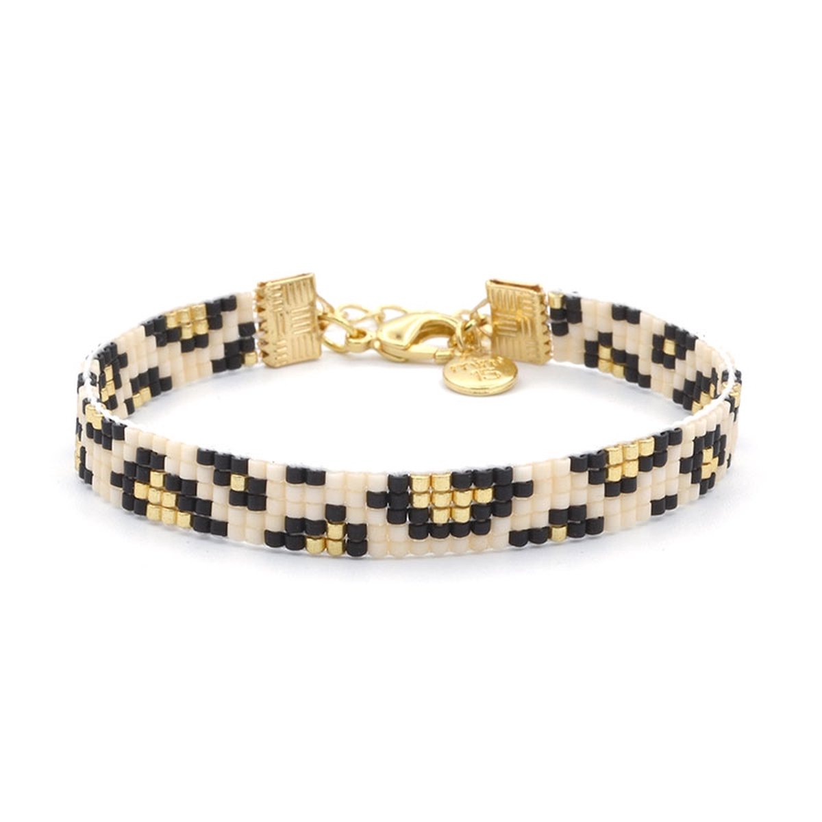 Mint15 Geweven armband met luipaardprint - Goud