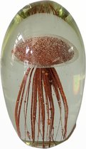 Ornament - -Jellyfish - Glas - Bruin - Ø 8 x 13,5 cm