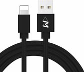 Lightning naar USB Data- en Laadkabel - 2.4A Snellader Kabel - Fast en Quick Charge Oplaadkabel - Type C Naar Lightning - Oplaadsnoer Telefoon - Laptop – Zwart – 3 Meter - Wilsem ®
