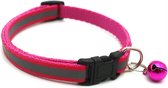 Kattenhalsband met belletje - Reflecterend - Verstelbaar - 19 / 32 cm - Kattenbandje - Halsband kat - Cat - Kitten - Katten halsband - Roze