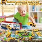 Bouwvoertuigen | 10 in 1 | Graafspeelgoed | Vrachtwagen | Met Muziek | Speelmat | Mini-Auto’s | vanaf 3 Jaar | ABS- Kunststof