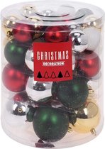 Luxe Kerstballen Plastic - Kerstballenset - 44 stuks - Hard Plastic - Goud-Zlver-Groen-Rood mix