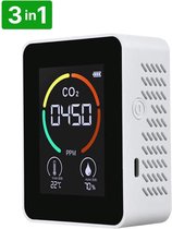 The Life Style Goods - 3 in 1 CO2 Meter, Melder & Monitor voor Binnen - Thermometer - Hygrometer Binnen - Draagbaar en Oplaadbaar - Zwart