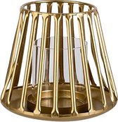 Windlicht - Tafellamp - Kaarsenhouder - Lantaarn - Goud - 14,5x14,5x12,5cm - Metaal