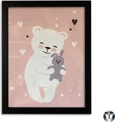 Babykamer Posters | Knuffelbeer | 21x30 cm | Diverse Posters | Kinderkamer | Babykamer | Jongen en Meisje | Poster Babykamer | Canvas | Wanddecoratie | Kinderposters | Cadeau | Baby Dieren | 