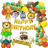 68 delig verjaardagset - Thema: Safari en dieren - Versiering voor feestjes, verjaardag - feestdecoratie