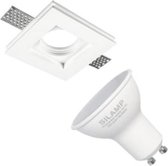 Spot GU10 Square Support Kit Wit 100x100mm met LED-lamp 6W (Pack of 10) - Koel wit licht