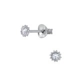 Joy|S - Zilveren mini kinderoorbellen - 3 mm - sun kristal