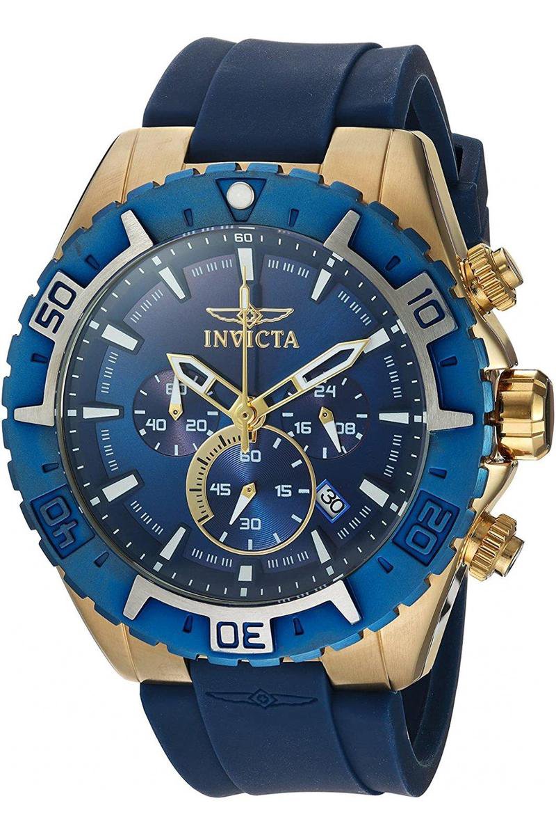Invicta Aviator 22525 Heren Horloge - Waterdicht - Analoog - Quartz Uurwerk - Roestvrij Staal met blauwe Wijzerplaat - 49mm