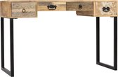 Bureau massief mangohout en echt leer 117x50x76 cm
