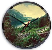 Belanian - Klokken - Wandklokken - Grote wandklok, 30cm klok met bergen en meer, natuurklok, reisklok, moderne klok, groene klok,