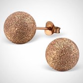 oorknoppen - dames -  Rose goud plated zilveren bal