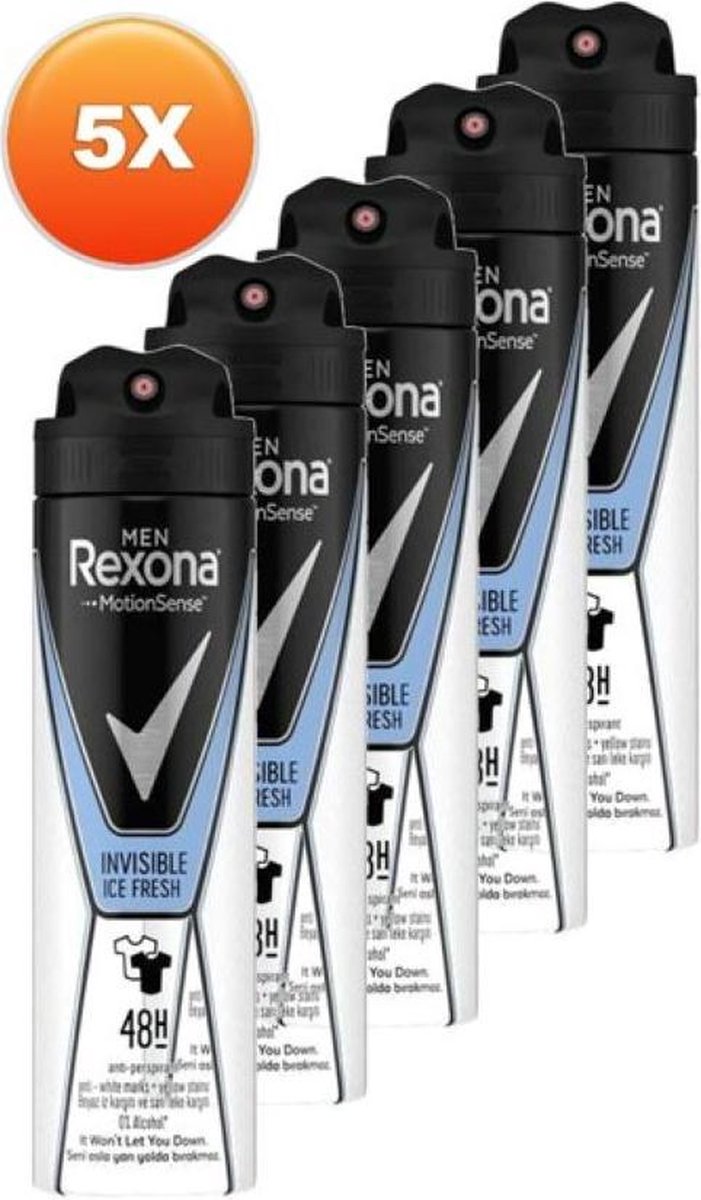 Goedkoopste Rexona Men Deodorant / Anti-Perspirant - Invisible Ice Fresh - Voordeelverpakking 5 x 150 ml
