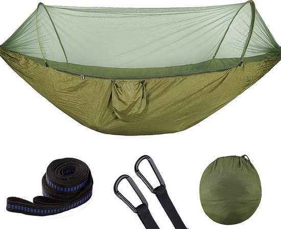 ondergeschikt verkiezing etiquette Hangmat met klamboe - Outdoor Camping - Muggennet - 250 x 120 cm - Groen |  bol.com