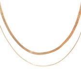 Laura Ferini Dames Ketting Chiara Goud - Goudkleurige schakelketting met 2 lagen - 18K Geelgoud Verguld - Halsketting - Collier - Sieraad - Accessoires - Dames Ketting