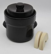 Mini fermentatiepot 1 liter (Bruin/Modern) met verzwaringsstenen - kimchipot