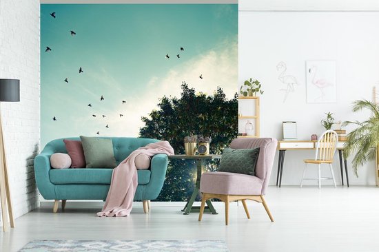 Papier Peint - Papier Papier peint photo Forêt - Arbre - Vogel - Largeur 300 cm x Hauteur 300 cm