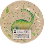 Kartonnen Bordjes Dino 18cm 8st - Wegwerp borden - Feest/verjaardag/BBQ borden / Gebak bordjes maat