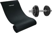 Tunturi - Fitness Set - Halterset 10 kg incl 1 Dumbellstang - Fitnessmat 160 x 60 x 0,7 cm
