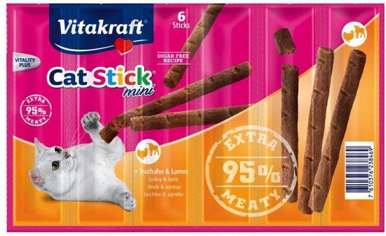 Vitakraft Cat Stick Kalkoen/Lam 1 stuk - 6 sticks