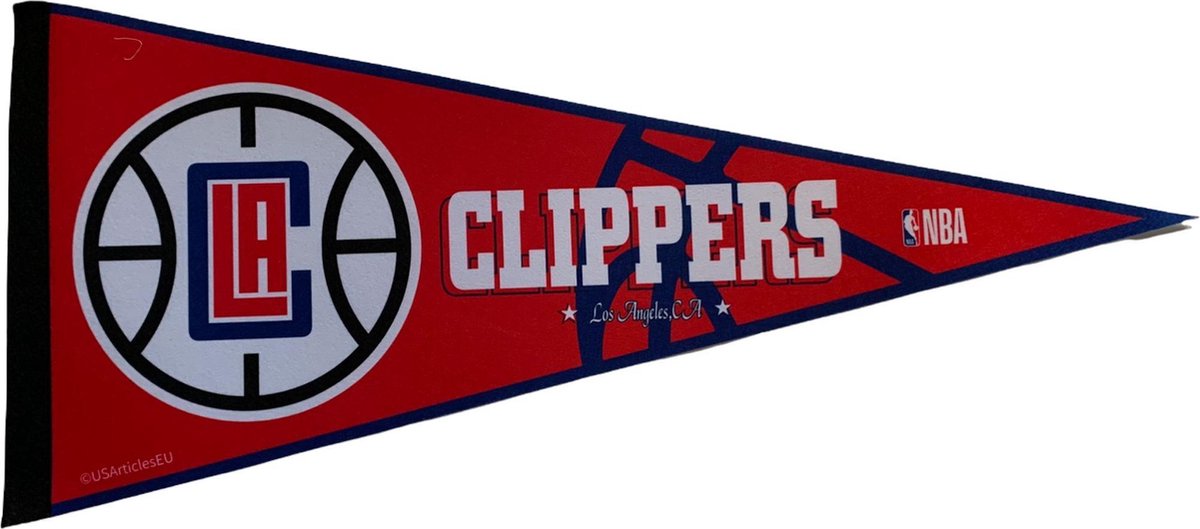 USArticlesEU - Los Angeles Clippers - LA - USA - NBA - Vaantje - Basketball - Sportvaantje - Pennant - Wimpel - Vlag - Wit/Blauw/Rood - 31 x 72 cm