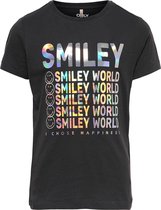 Only t-shirt meisjes - grijs -  KONsmiley - maat 122/128