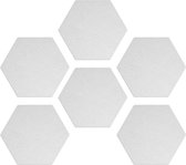 Navaris prikbord van vilt - 6 tegels zeshoekig - Vilten memobord - Inclusief punaises en zelfklevende tape - 15 x 17 cm - Wit