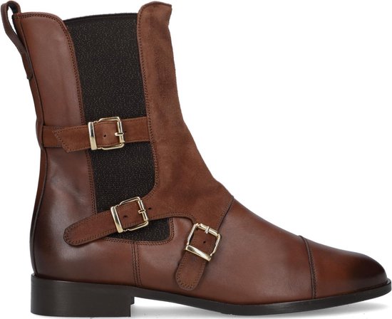 Foto: Pertini 30060 enkellaarsjes enkelboots met rits dames cognac maat 38