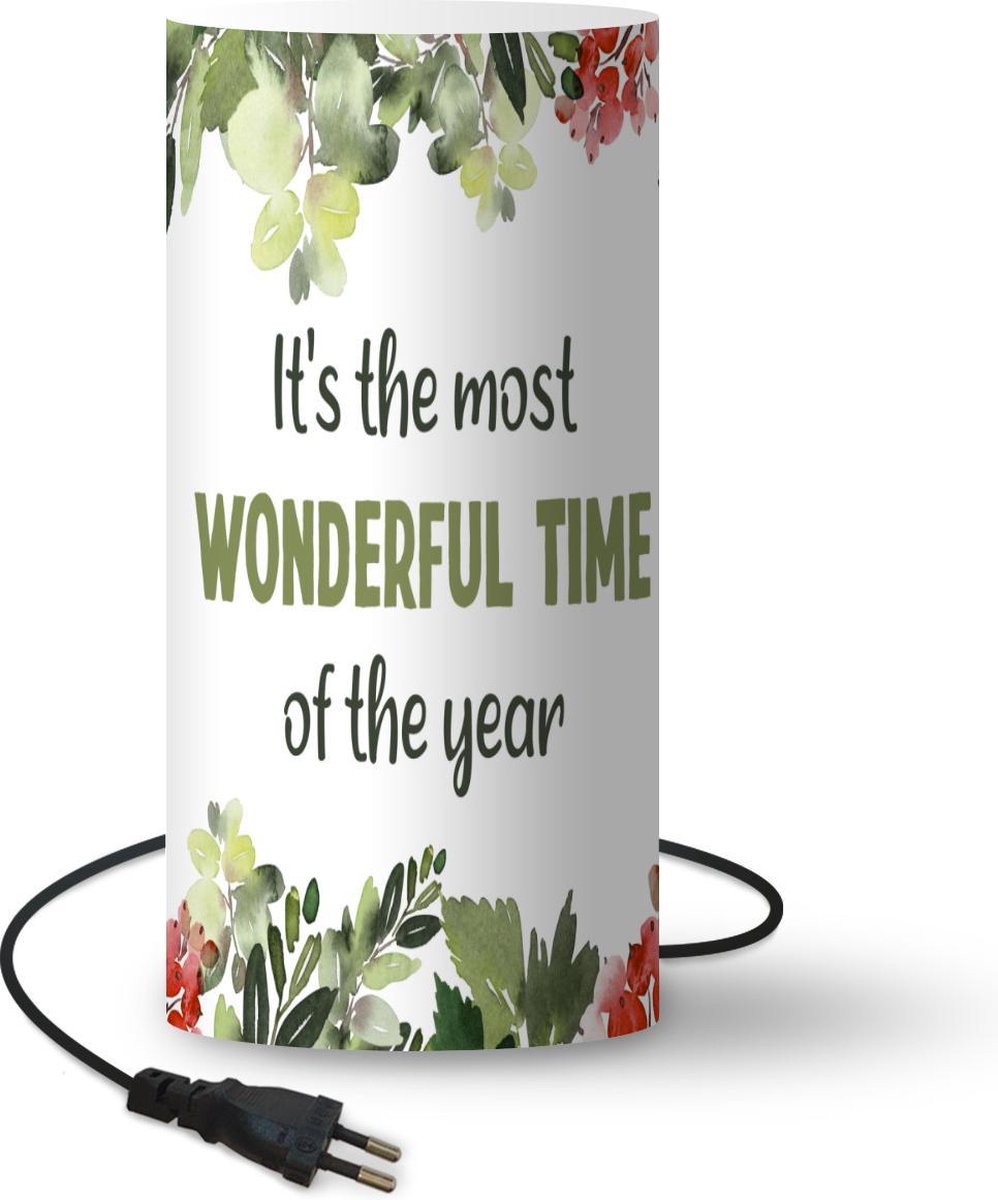 Lamp - Nachtlampje - Tafellamp slaapkamer - Kerst - Quote - Waterverf - 54 cm hoog - Ø24.8 cm - Inclusief LED lamp