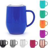 Drinkbeker - Thermosbeker - Beker - Koffiebeker to go - Dubbelwandig - RVS - Blauw - Able & Borret