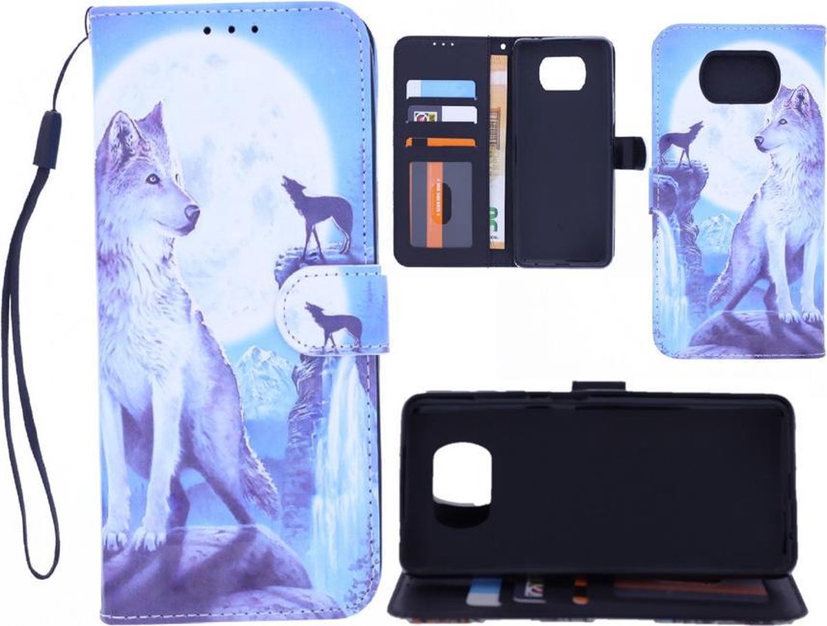 Bookcase Geschikt voor: Nokia 1.4 hoesje met print - Wolf