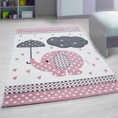 Kindertapijt  Hartjes Regen Roos Vloerkleed - 160x230- Kinderkamer - Babykamer - Baby - Kids - Jongens en Meisjes - Kinderen