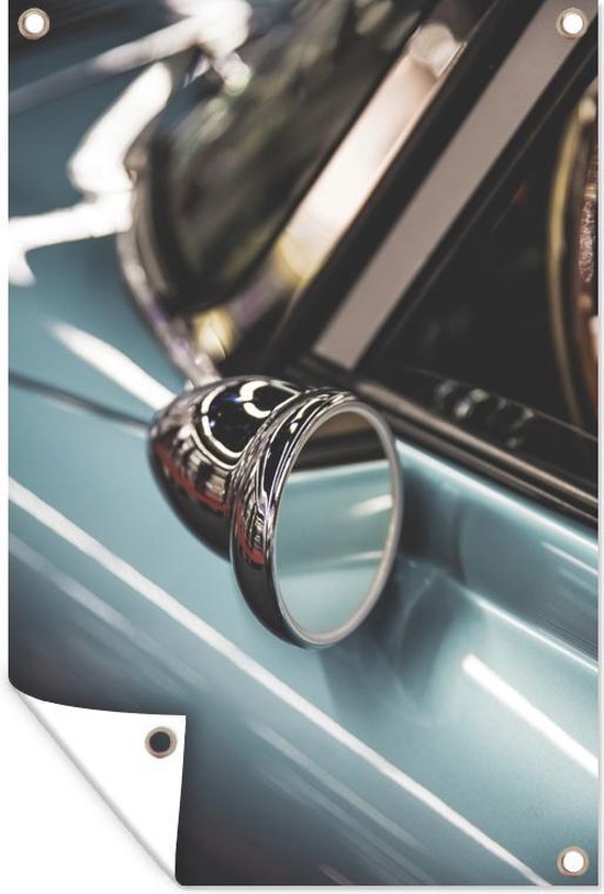 Affiche de jardin - Toile de jardin - Posters de jardin extérieur - Miroir - Voiture - Oldtimer - 80x120 cm - Jardin